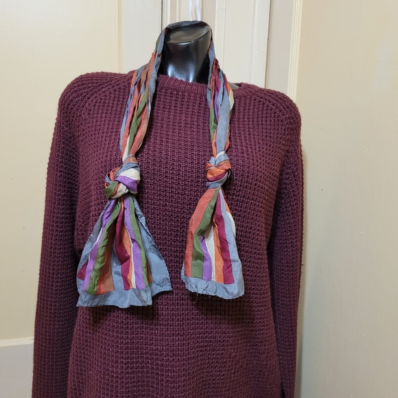 Vintage Kenzo Silk Jewel Tones Striped Oblong Silk Scarf - Picture 1 of 7